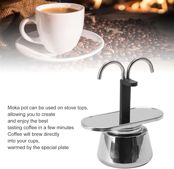 GOWENIC 2 Cup Stovetop Espresso Maker, Pot Classic Italian Coffee Maker Espresso Maker Stovetop, 100ML Double Stainless Steel, DIY Conduit Coffee Pot