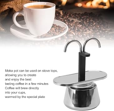 GOWENIC 2 Cup Stovetop Espresso Maker, Pot Classic Italian Coffee Maker Espresso Maker Stovetop, 100ML Double Stainless Steel, DIY Conduit Coffee Pot