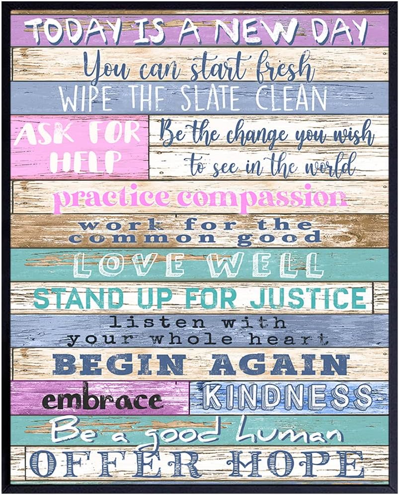 Positive Quotes Wall Decor – Plaque Sign – Inspirational Quotes Wall Art – Encouragement Gift for Women – Boho Rustic Farmhouse Decoration for Home, Office, Living Room, Bedroom, Bathroom – Unframed