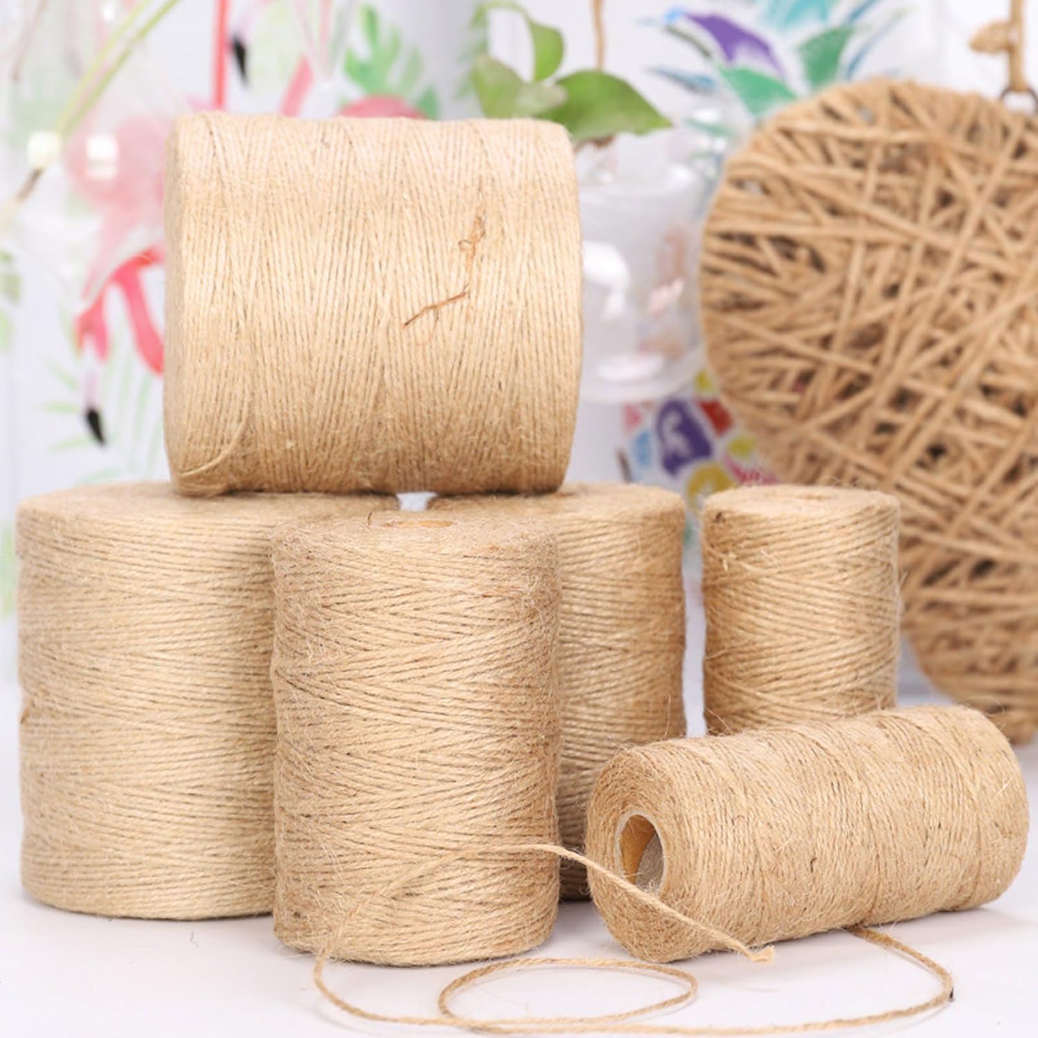 Natural Fiber Twine Multipurpose Heavy Duty Wrapping Rope String for Craft Gardening Home Decoration Packaging Natural Fiber Crafting Twine