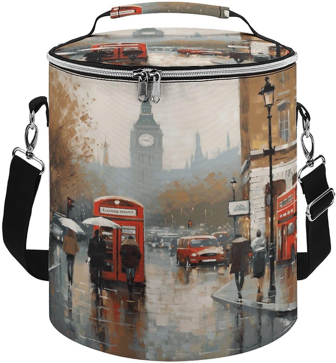 Soft Round Cooler Bags15L Collapsible Ice Chest Bag,Pomeranians Puppiesprinted Portable Leakproof Insulated Travel Cooler Bag for Picnic,Beach,Outdoor Trip