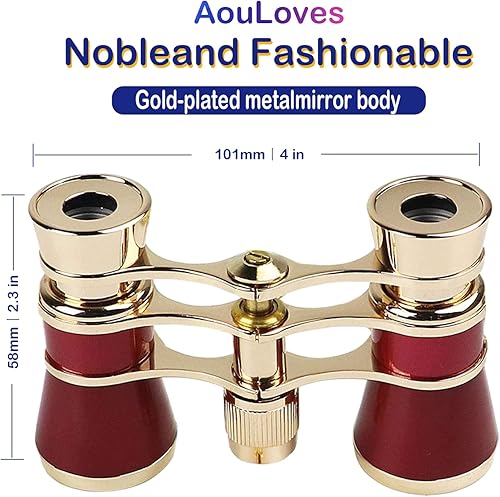 Miniatura 9 de AouloveS Prismáticos para gafas de ópera, binoculares de 3 x 25 pulgadas, anteojos de teatro, mini binoculares compactos con mango ajustable para