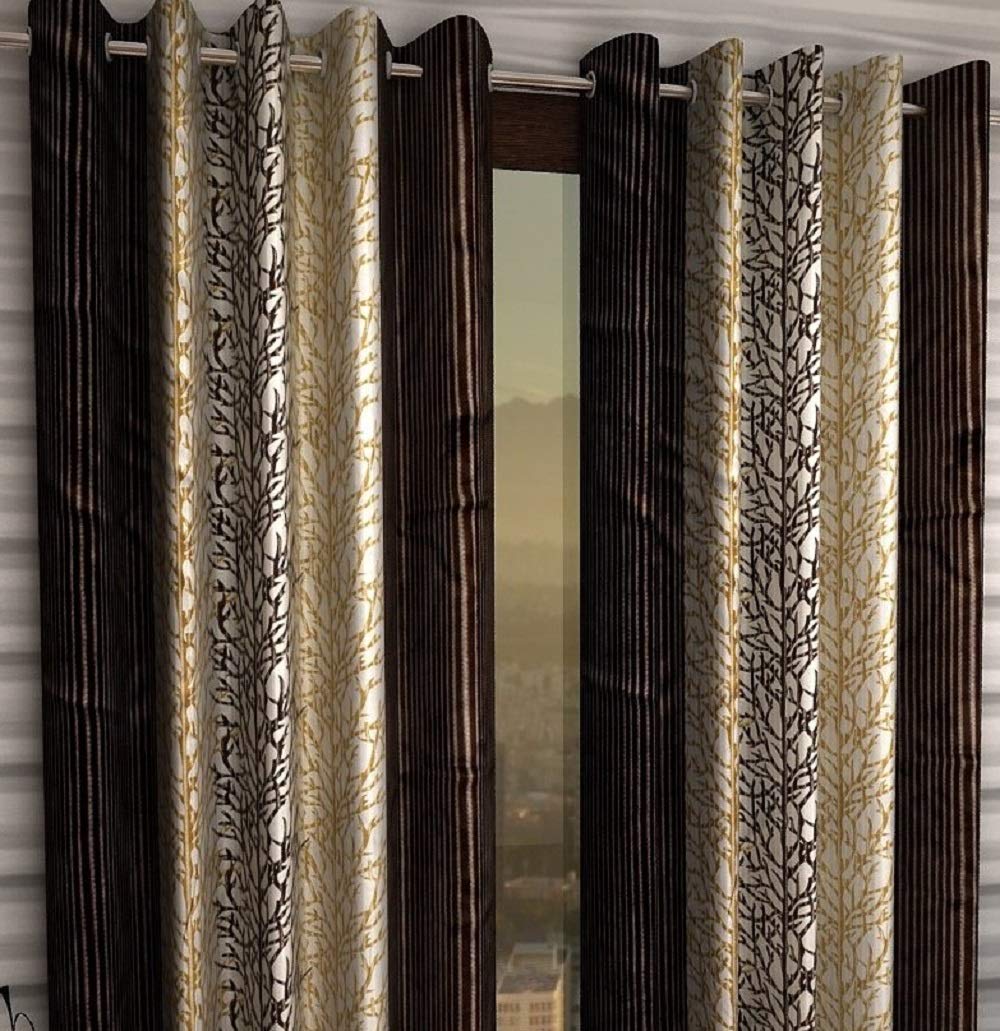 FARRELL Decor 1 Piece Polyester Floral Grommet Curtains Window Curtain (Multi Brown, 4 X 5 Feet)