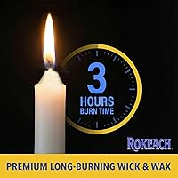 Vista 6 de Rokeach Velas estándar de Shabat, 72 unidades, velas de parafina blanca de sábado, 3 horas de tiempo de combustión