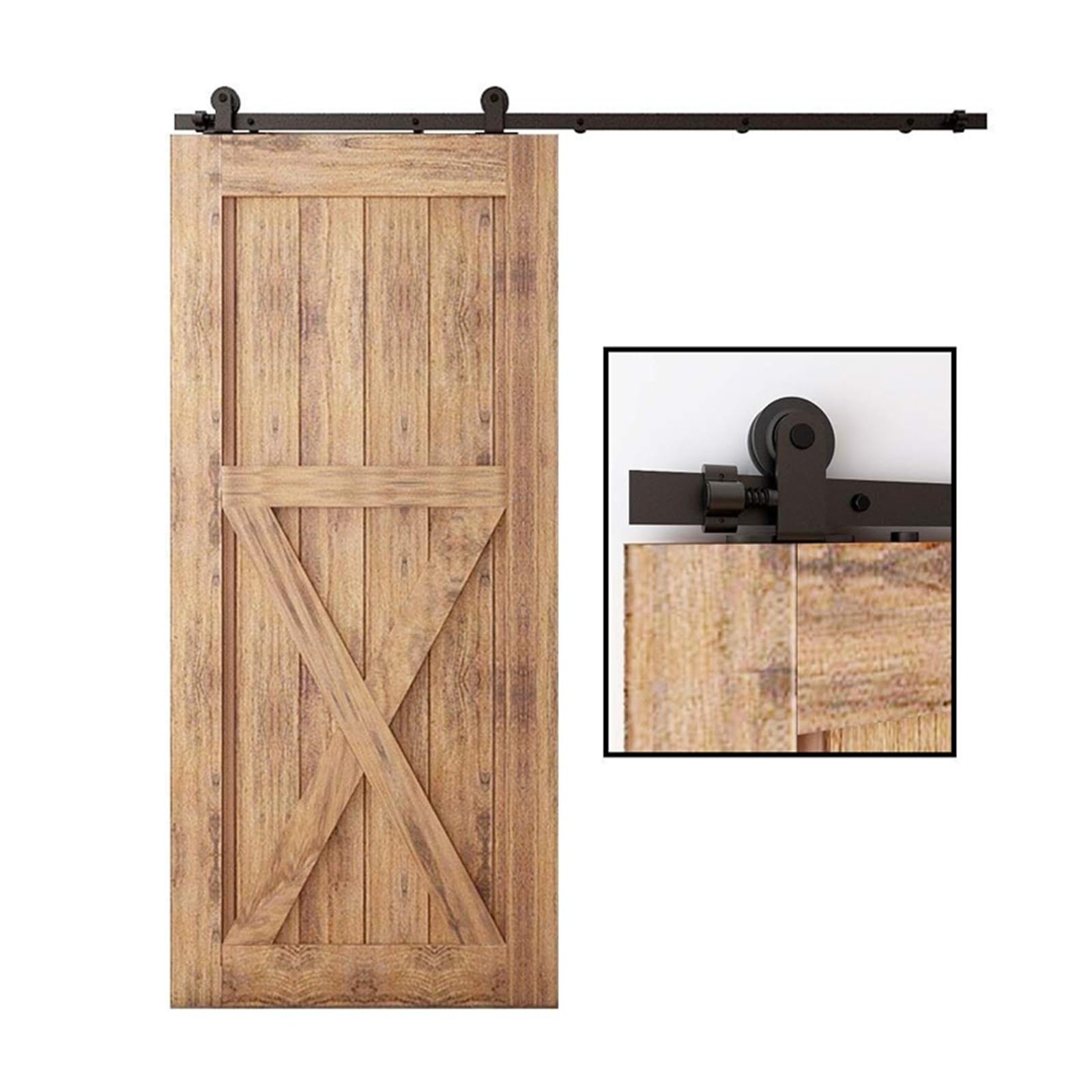 Barn Silent Moving Door T-Type 6. Foot Slide Rail Single with Pulley Swing Stop Hardware Accessories,Smooth Gliding