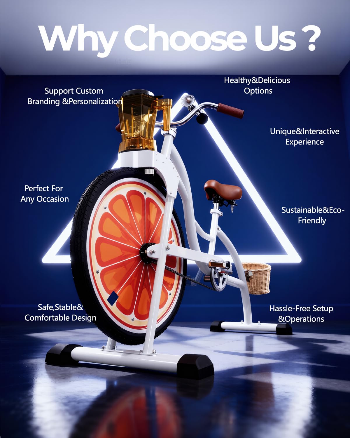 Nicht-elektrisches Pedal-Fruchtfahrrad, Mixer/Smoothie-Bike, Outdoor-Frischentsafter, Fahrradmixer und Einrad