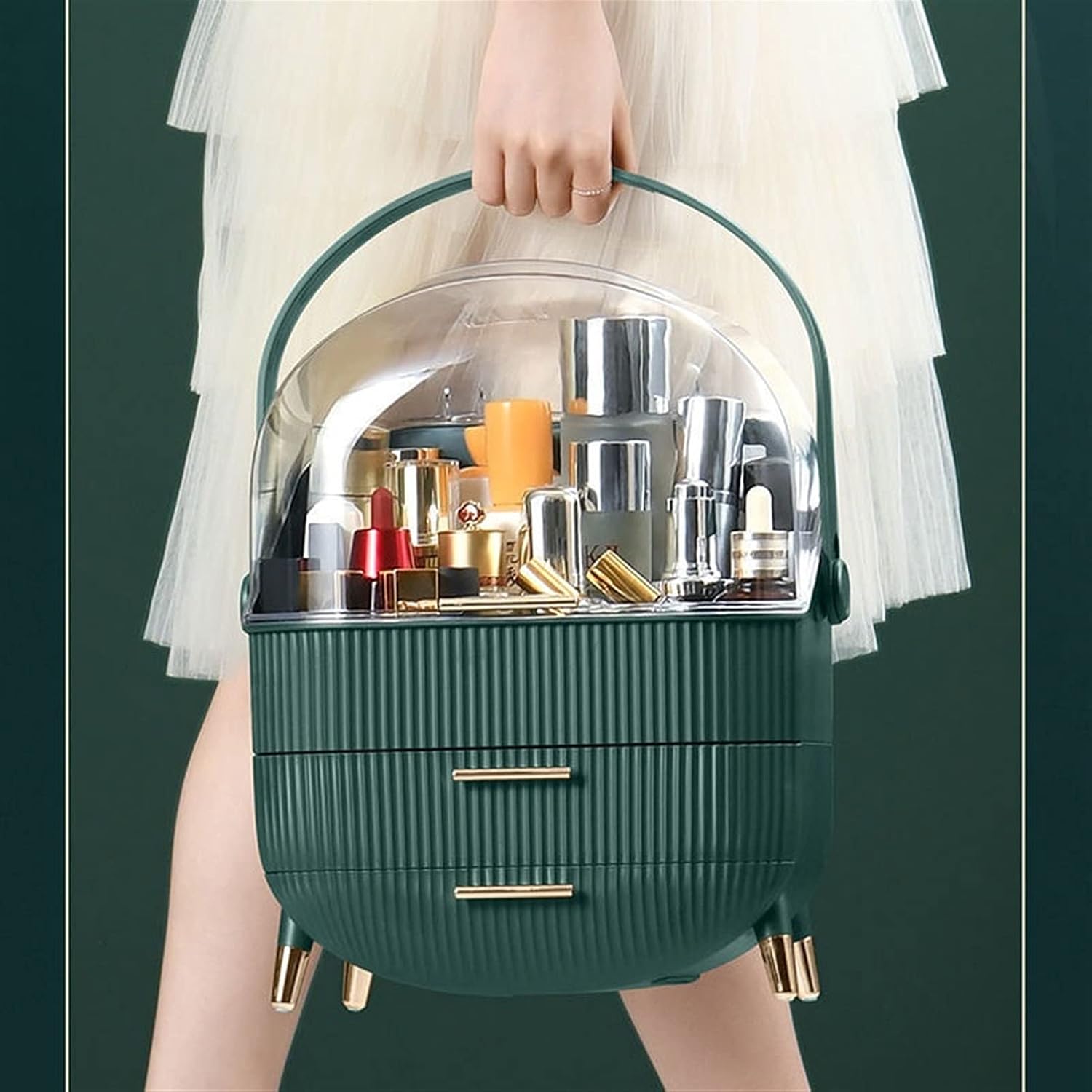 Jewelry Box Cosmetic Storage Box Dressing Table Desktop Finishing Dressing Table Mask Lipstick Skin Care Product Rack Large Capacity Jewelry case(Color:B) image 4