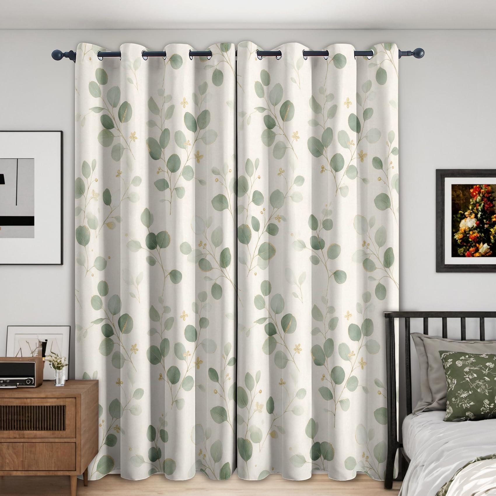 Eucalyptus Leaves Blackout Curtains 46x72 Inch 2 Panels — image 1