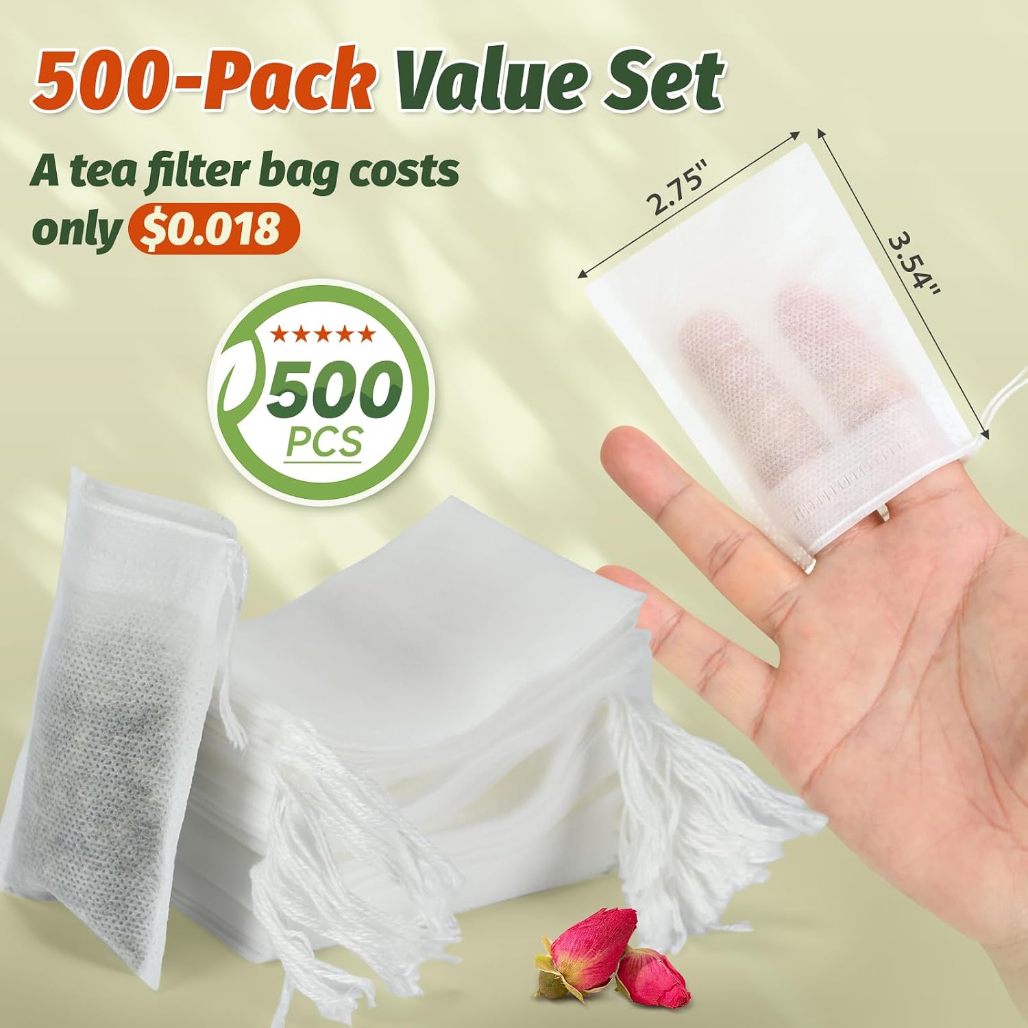 Empty Tea Bags for Loose Leaf Tea, 500Pcs Disposable Tea Infuser Sachets image 2