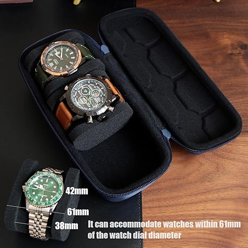 Miniatura 4 de Caja organizadora de reloj para hombres o mujeres, estuche de viaje para 3 relojes, soporte portátil de almacenamiento para relojes de pulsera y
