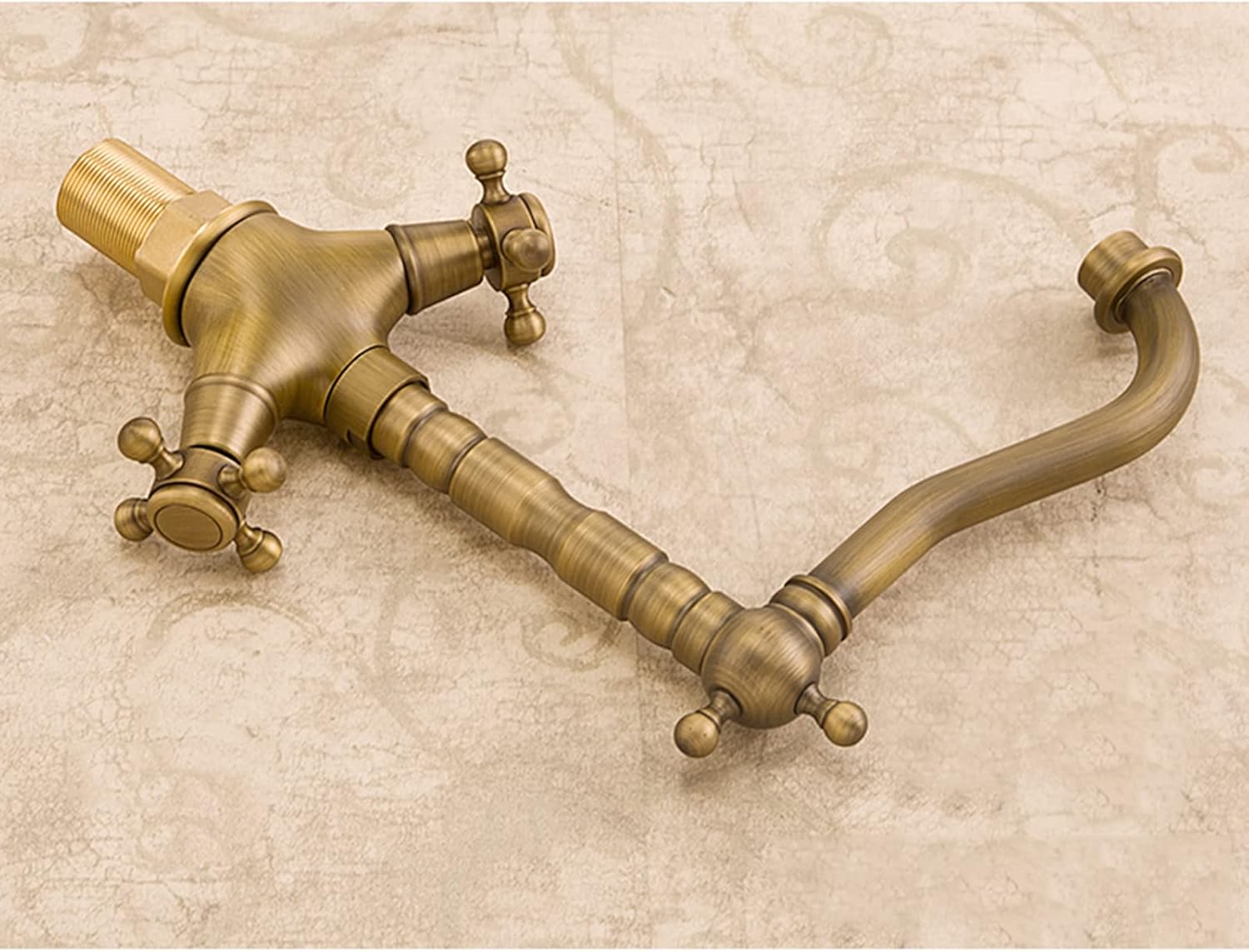 ヴィンテージシンク蛇口バスルーム3穴、真鍮シンク蛇口浴室、混合注ぎ口ダブルハンドル、温水と冷水蛇口、2レバーハンドルバスルームキッチ アンティーク真鍮製  3穴バスルームシンク用蛇口 - ヴィンテージデュアルハンドル洗面台用ミキサー、温水・冷水コントロール付き ... 真鍮製バスルームシンク用蛇口 ダブルハンドル蛇口 バスルームシンク用蛇口 アンティーク真鍮製 つや消し真鍮製バスルーム用蛇口 1穴
