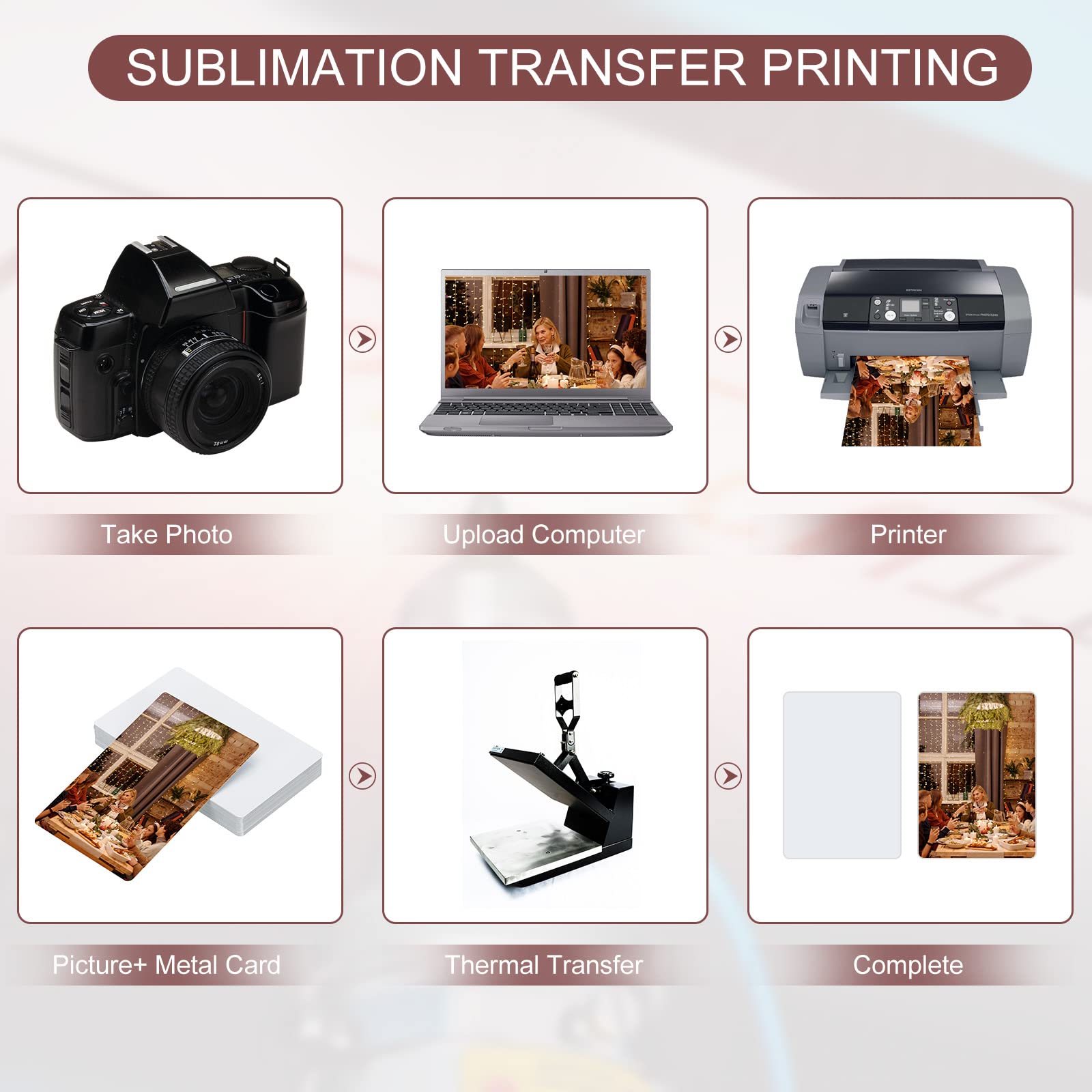 150 Paquet Sublimation 0,21mm Épais 3,4 X 2,1 Pouces