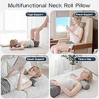 Vista 31 de Almohada Cervical de Rollo, Almohadas de Soporte Cervical de Espuma Viscoelástica, Almohadas de Cuello Redondas, Almohadas Cilíndricas de Refuerzo