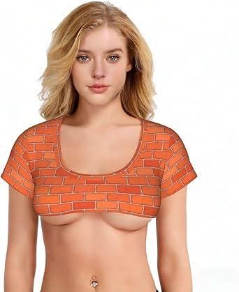 Womens Versatile Crop Top Short Sleeve Scoop Neck Cute Mini T-Shirt