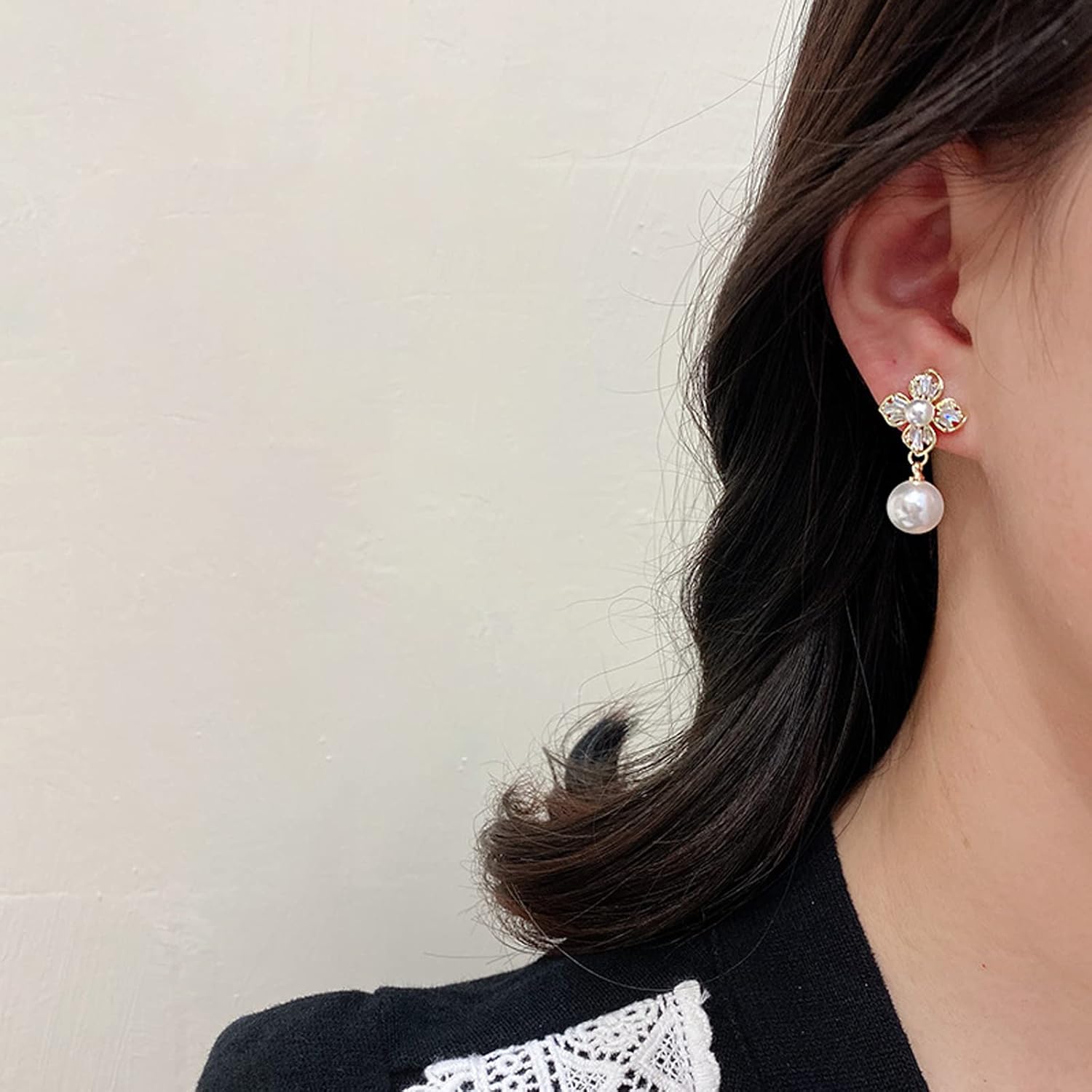 Black Vintage Pearl Drop Teardrop Chandelier Long Dangle Baroque Bohemian Earrings for Women in Gold - Image 5