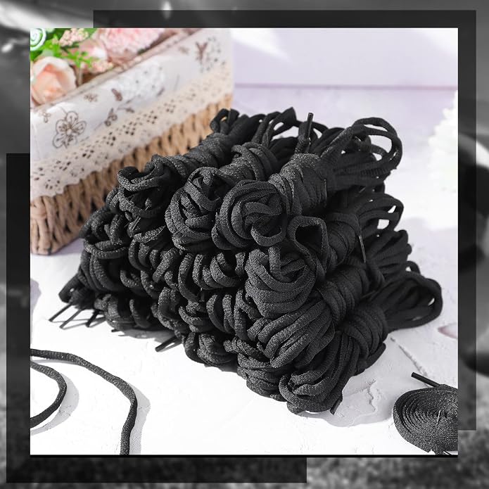 40 pares de cordones ovalados para calzado 47 in negro miniatura 3
