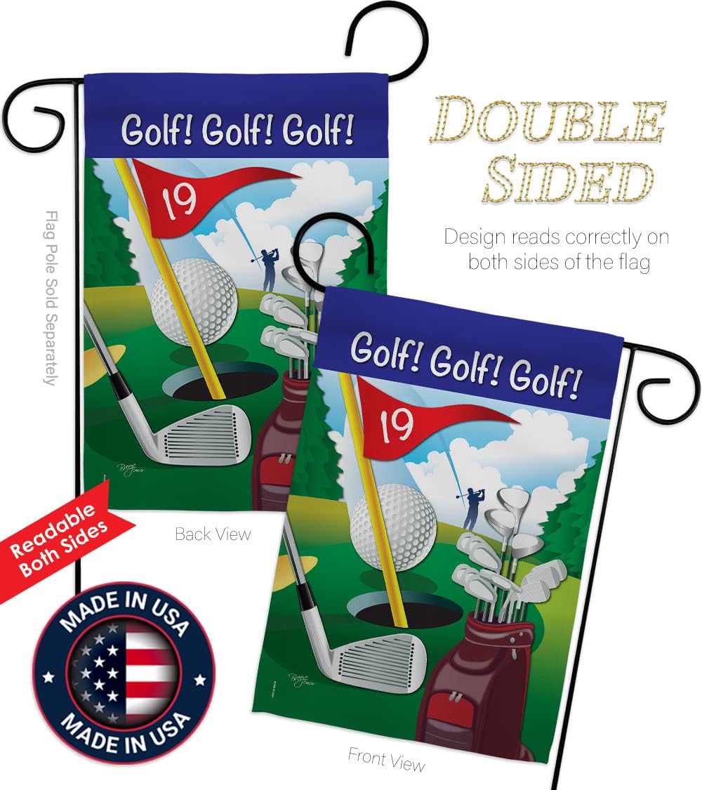 Breeze Decor Golf Garden Flag - Sports Tapestry 18 Hole Ball Championship Entertainment Golfing Club Decoration House Game Banner Small Yard Gift Made in USA