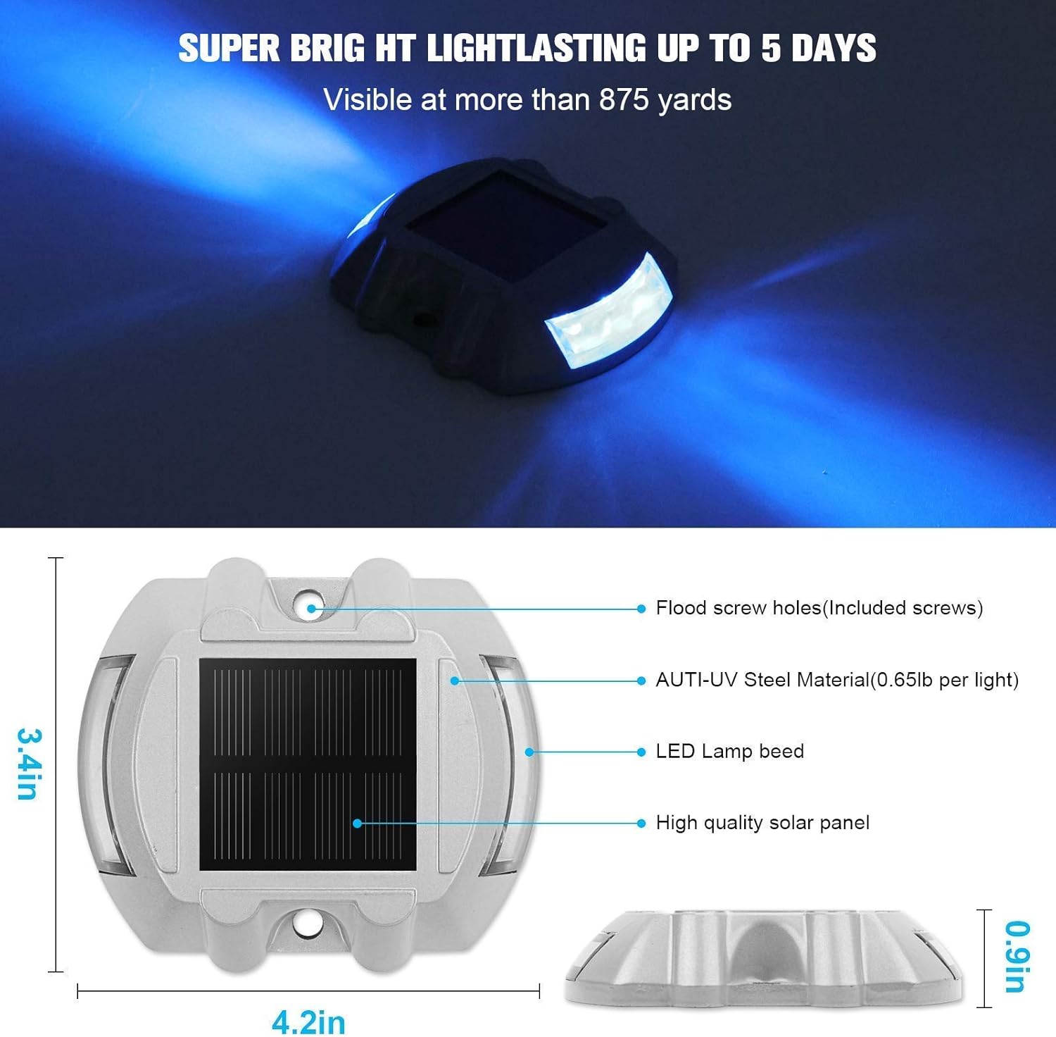 13 Pack Solar Deck Lights Driveway Dock Lights, VOLISUN Led Wireless IP67 Waterproof Outdoor Warning Step Lights for Driveway Sidewalk Garden Pathway Yard - - 