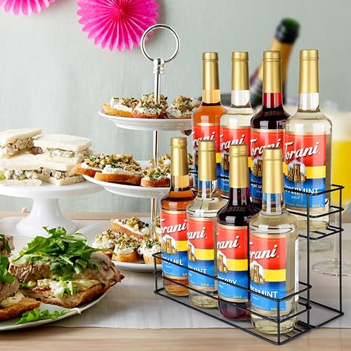 Miniatura 6 de Organizador de jarabe de café con capacidad para 8 botellas, estante de 2 niveles para barra de café, cocina, estante pequeño para vino para bar,