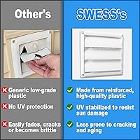 Vista 4 de Swess Cubierta de ventilación exterior de 4 pulgadas con solapa con listones y protector de pájaros integrado, tapa de escape exterior resistente a
