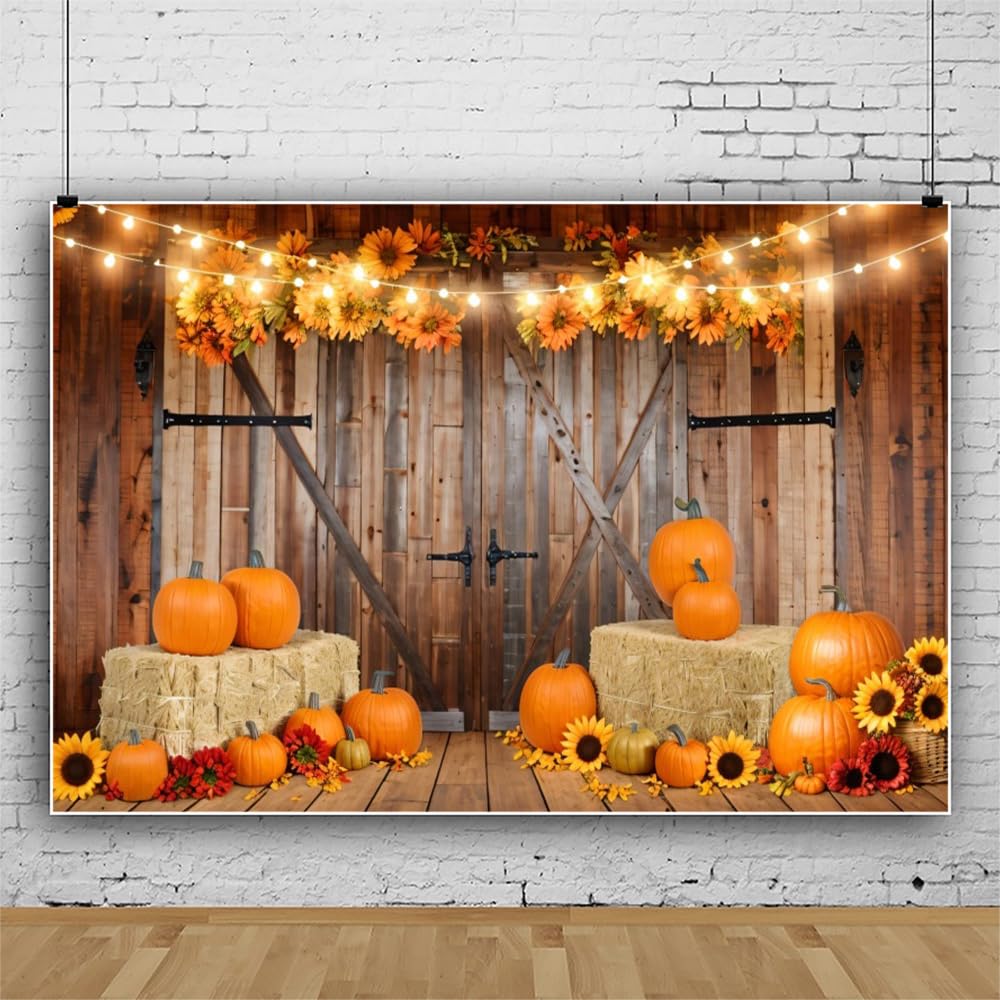Herbst-Fotohintergrund (2,1x1,5 M) Mit Ahornblättern & Kürbissen – Perfekt Für Erntedank, Baby-Shower, Halloween-Fotos & Deko