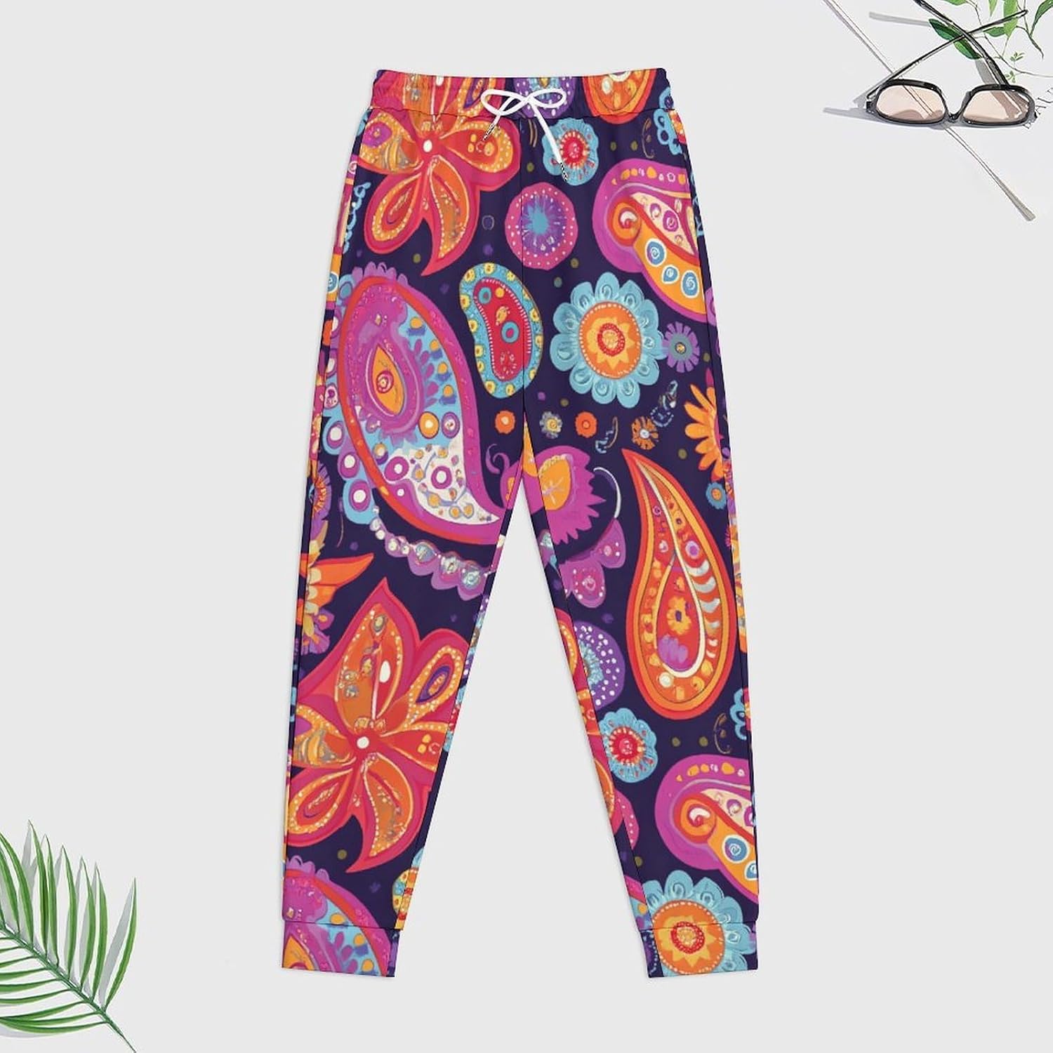 Colorful Bohemian Flower Adult 2 Piece Tracksuits Hoodie Sweatshirt And Joggers Sweatpants Sweat Suit Outfits