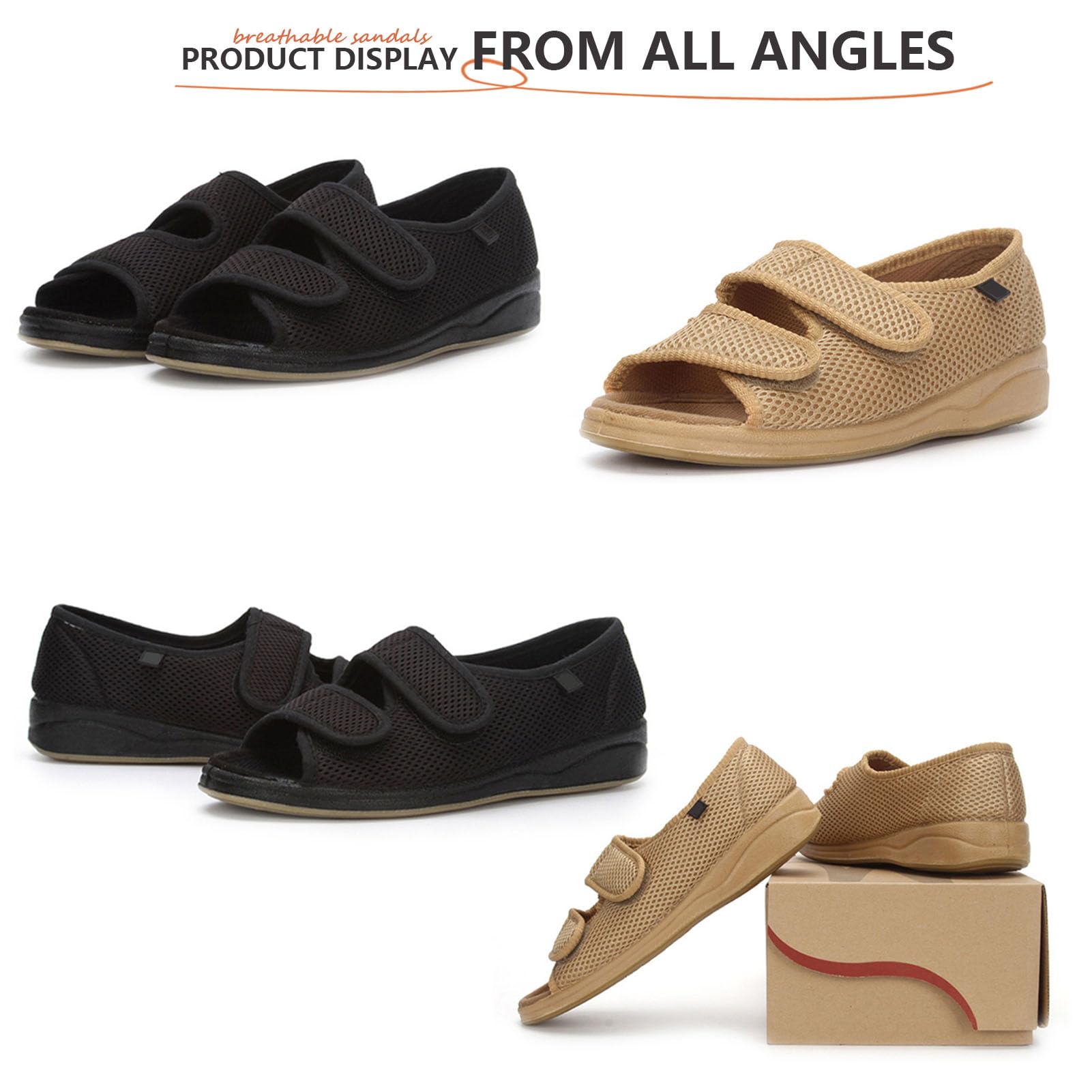 Zapatos Diabéticos para Mujeres Zapatillas Pies Diabéticos para Mujer Ajustable Zapatos Ortopédicos Anchos Especiales para Pies Hinchados Antideslizante Zapatillas Planas Black 38