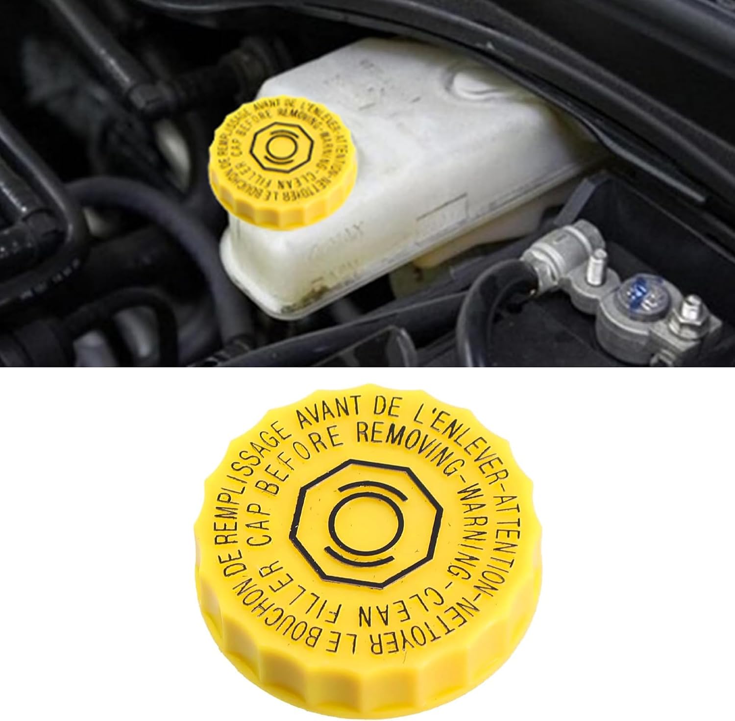 Brake Fluid Reservoir Cap Replacement for Jeep Wrangler JK, Dodge Ram 1500 2500 3500, Chrysler Sebring - Master Cylinder Cap OEM 4683656AB 5014518AA, Leak-Proof Seal