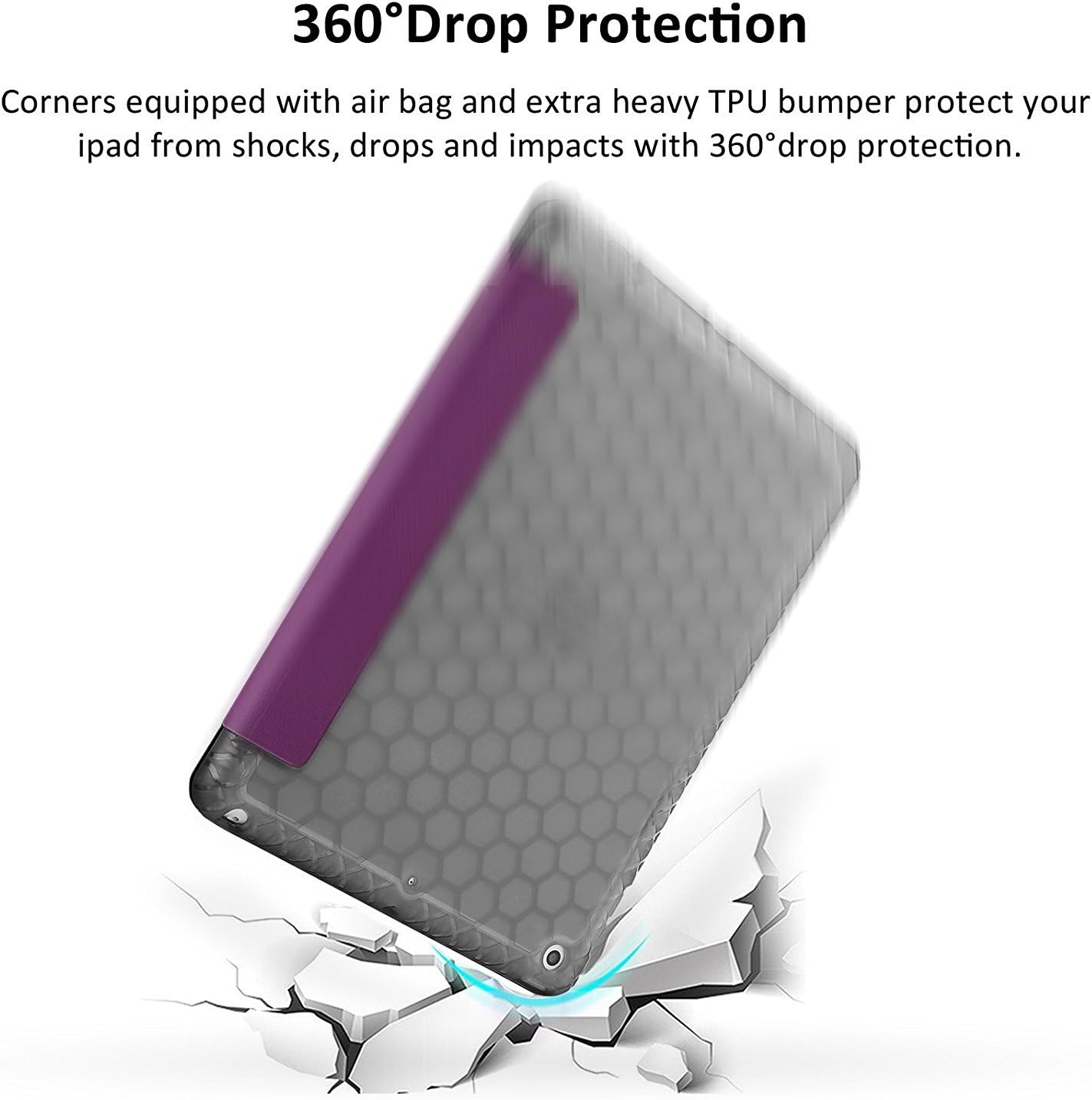 SWEES Compatible for iPad 9.7 2018/2017 Case with Pencil Holder, Shockproof Durable Smart Cover Leather Case with Built-in Pencil Holder Compatible for iPad 9.7 inch 6th/5th Generation, Purple