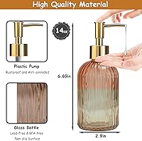 Vista 2 de Glass Soap Dispenser with Gold Plastic Pump, 13.5oz Refillable Liquid Hand Soap Dispenser, 2 Pack Crystal Lotion Bottle for Modern Home Decor