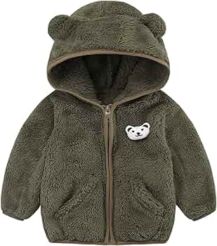 Manteau Fille 3 Ans - Enfant En Bas âge Garçons Filles Manteau D'hiver Oreilles D'ours à Capuche Avec Veste De Poche Deux Faces Polaire épaissir Coupe-Vent Fermeture éclair Vêtements