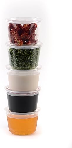 Miniatura 2 de Contenedores de plástico de 8 onzas con tapas, 500 unidades, recipientes redondos perfectos para almacenamiento de alimentos, control de porciones,