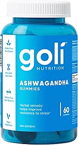Goli Ashwagandha Gummy | Stress, Athletic Support, Libido | KSM-66, Vegan, Plant Based, Non-GMO, Gluten-Free &amp; Gelatin Free | 60 Count