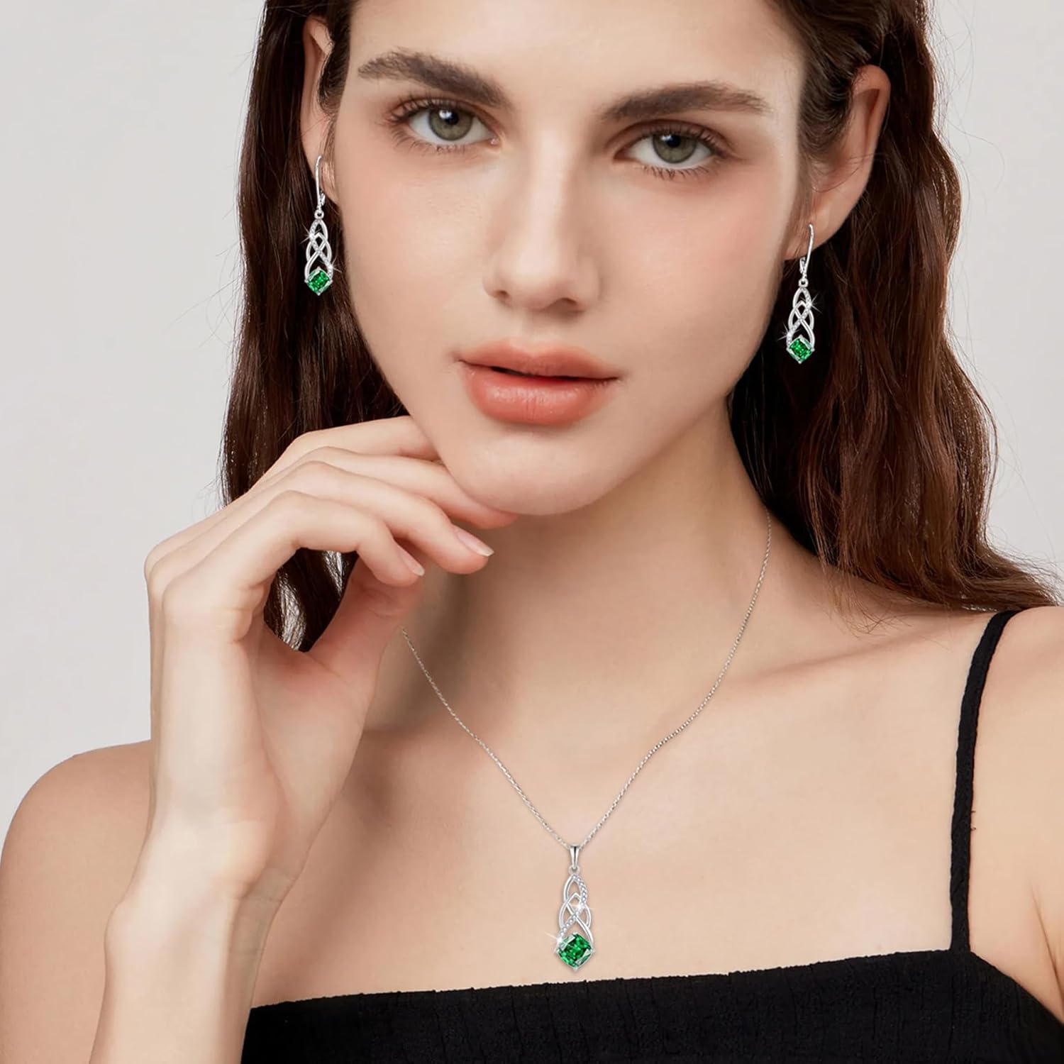 Princess Cut Drop Dangle Earrings 925 Sterling Silver Celtic Knot Leverback Earrings Birthstone Infinity Jewelry Gifts for Women - Image 3