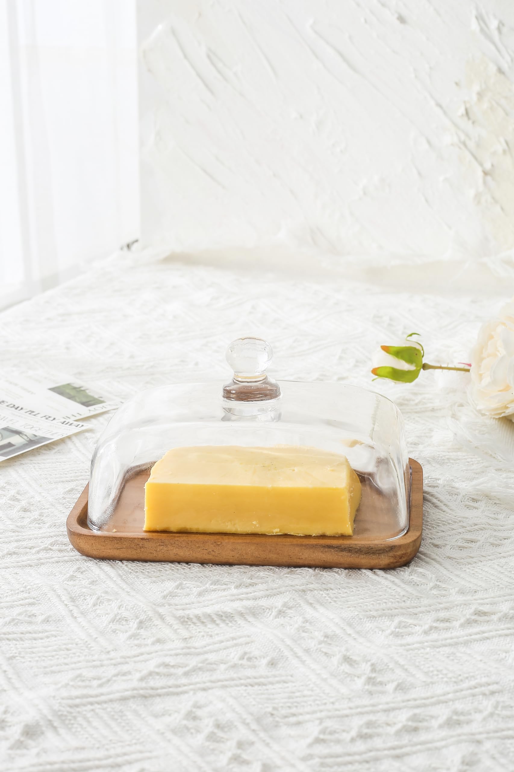 Beurrier en verre avec couvercle pour plan de travail, rangement de cuisine, accessoire cuisine, beurre, fromage, conteneur