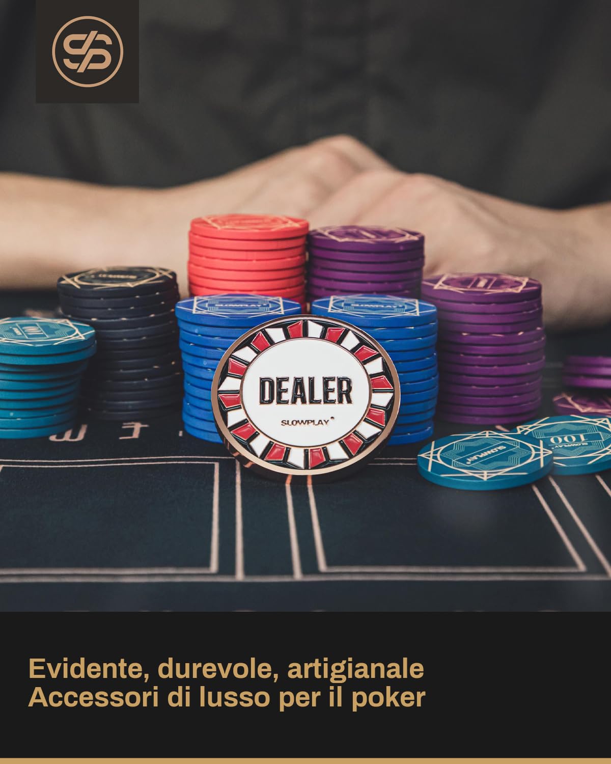 Pulsante SLOWPLAY Casino Grade PRO Dealer per Texas Holdem Poker