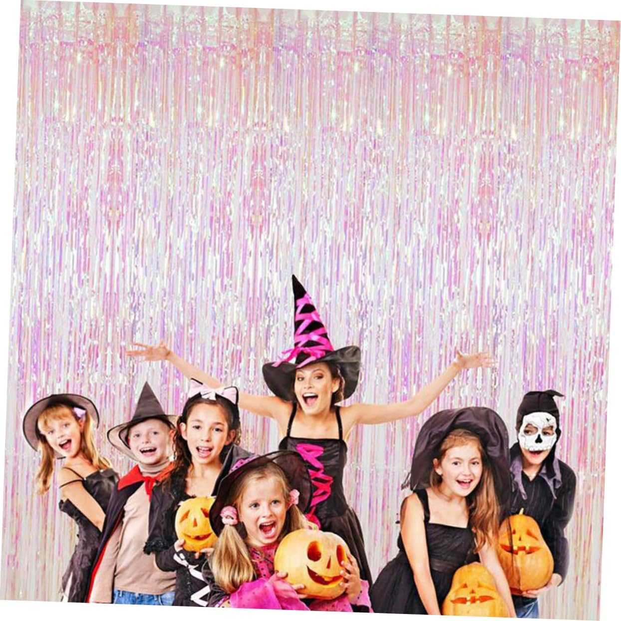 KOMBIUDA 2sets Rainbow Tinsel Curtains Easy to Install Rain Tassel Backdrop for Birthday Wedding and Party Decorations Photo Prop for Memorable Moments