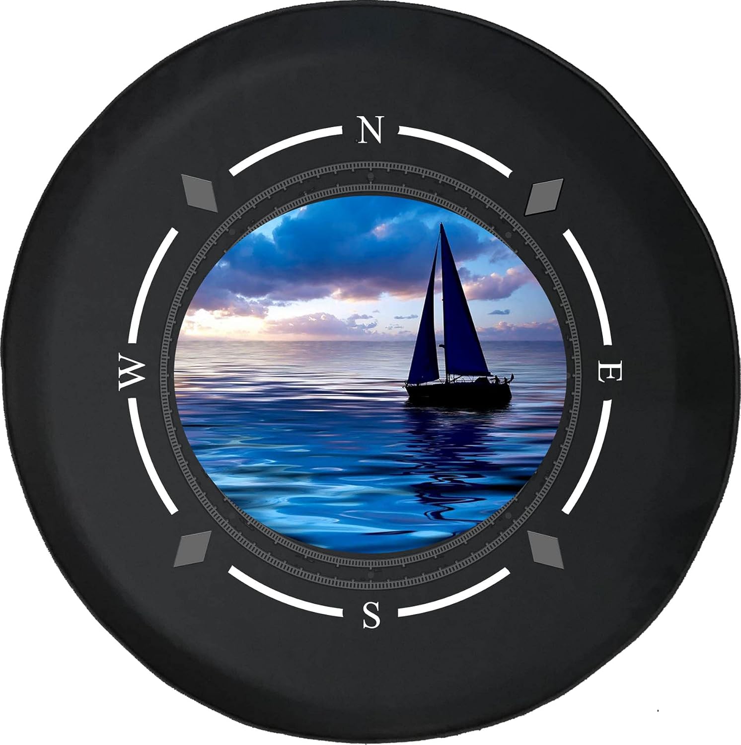 Tire Cover Compass Sailboat Ocean Blue Sea Fun LiftedWheel Covers Fit for SUV Accessories Trailer RV Accessories and Many Vehicles