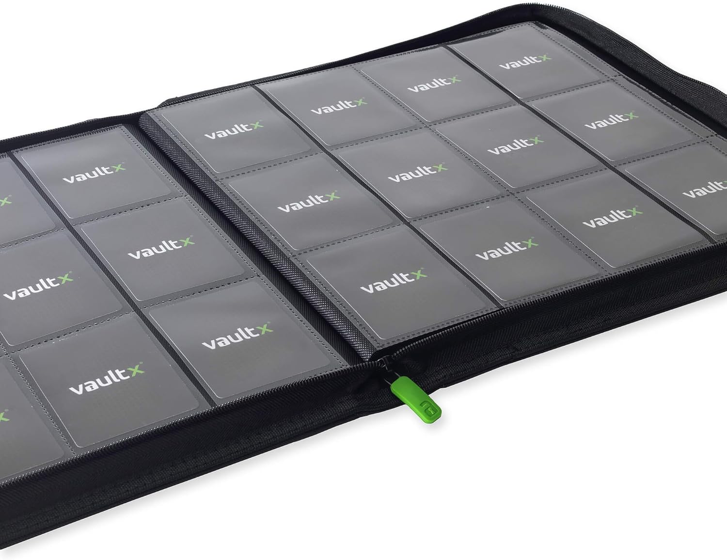 Vault X 12 XL Pocket Trading Card Zip Binder, 624 Cards, Premium Exo-Tec Album Material, 26 Side-Loading Pages, Folder, Sports, TCG (Black)