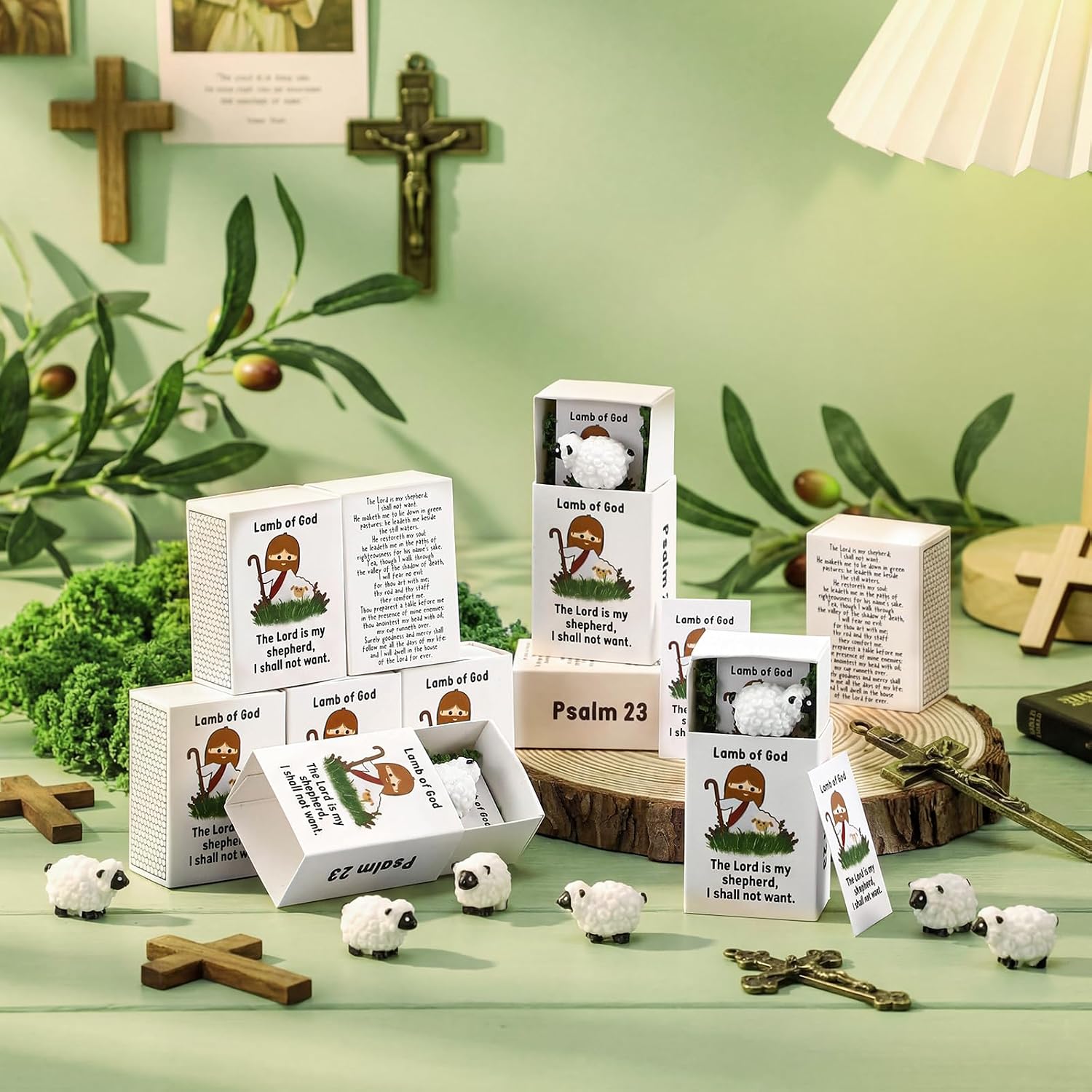 Wonderjune Lamb of God Christian Gifts Sheep with Card, 48 Sets, Lamb image 4