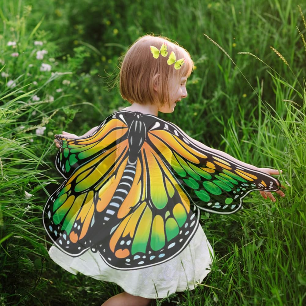 Kostium Motyl Dziewczynka, 3 Sztuk Motyl Peleryna Dziewczyna Skrzydła Motyle Dziewczyny Kostium Motyla Z Widelcami Motyli, Odpowiedni dla Księżniczki Udawania, Zabawa Impreza