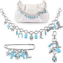 3Pcs Bag Chain Decorative Set,Metal Decorative Chain Turquoise Charm Pendant Bag Accessories for Christmas, Mothers Day,Birthday Gifts DIY Crafts