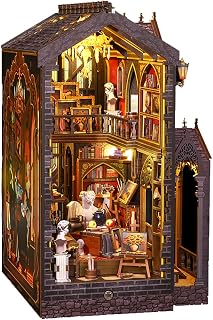DIY Book Nook Kit - DIY Miniature Dolls House Kit with Furniture and LED Light, 3D Puzzle Wooden Art Bookends, Model Kits for Adults to Build (Wonderful Studio)