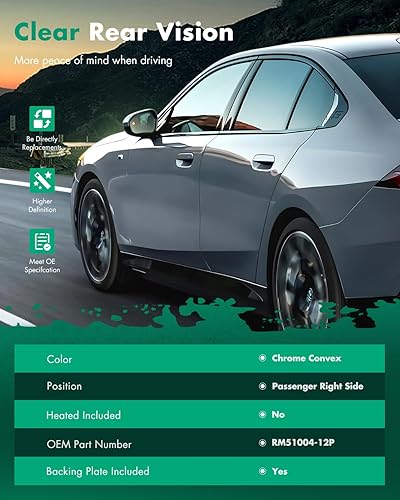 Miniatura 2 de SCITOO Espejo retrovisor lateral para pasajero derecho para 2008-2013 para Nissan Altima sin calefacción, cromo convexo, repuesto exterior espejo