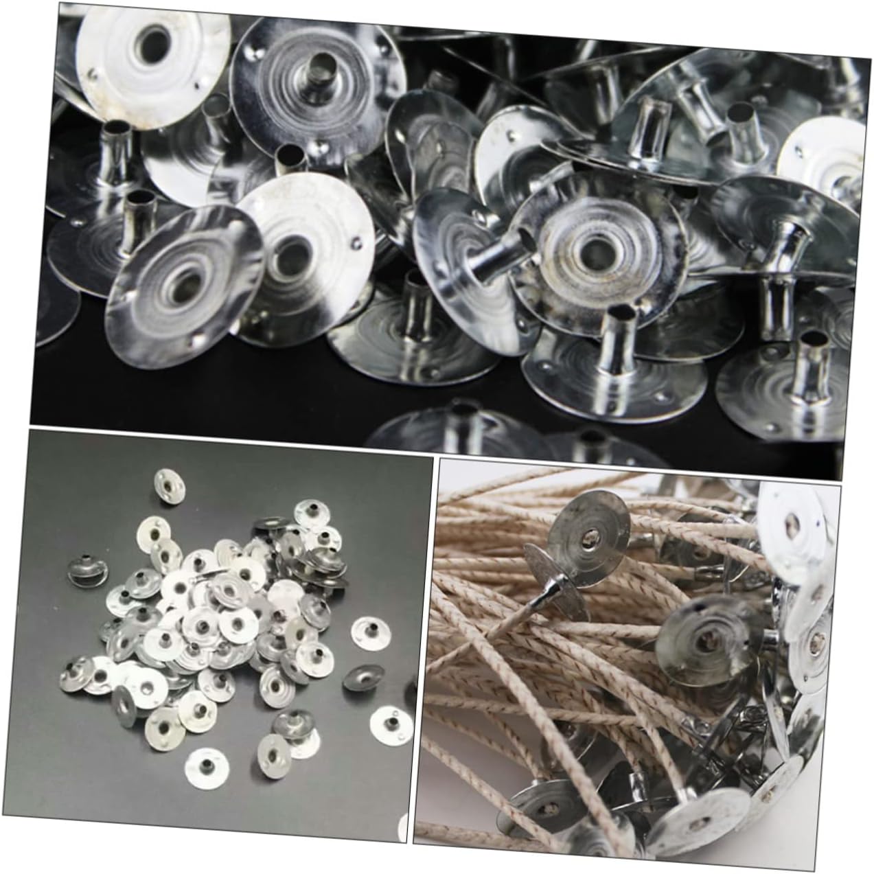 TEHAUX 1200pcs Candle Wick Bases for Candle Making Supplies Metal Holders Lightweight and Accessories for Crafting