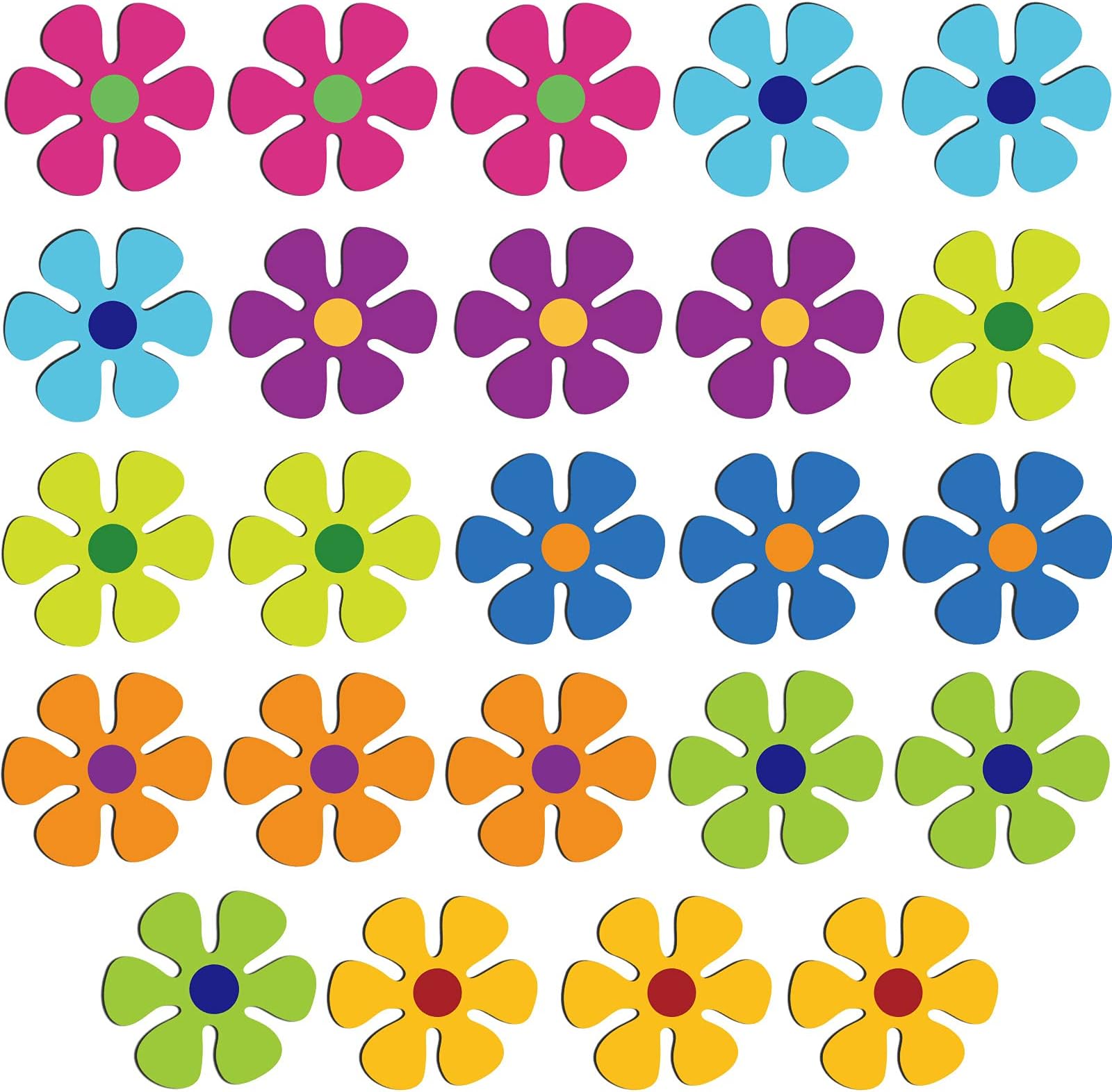 Car Magnet Decorations Magnetic Flower Decals Fridge Magnets 60s Multi-Color Flower Cutout Magnet for Car Home Wall Whiteboard Refrigerator (24, 3.9 x 3.9 Inch)