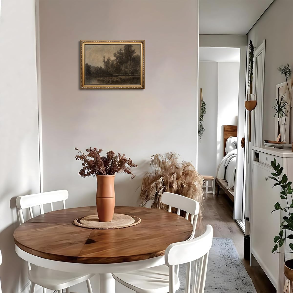 LHHJDIO Vintage Gold Framed Wall Art Moody Landscape Canvas Wall Art Farmhouse Fall Picture Wall Decor Rustic Landscape Art Prints for Living Room Bedroom Office 12"x16"