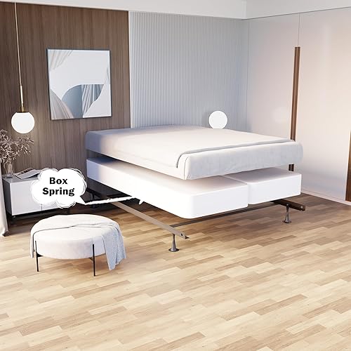 Miniatura 38 de Nutan, Somier dividido resistente de 8 pulgadas para soporte de colchón, duradero y totalmente montado, base de madera natural para King (plegable)