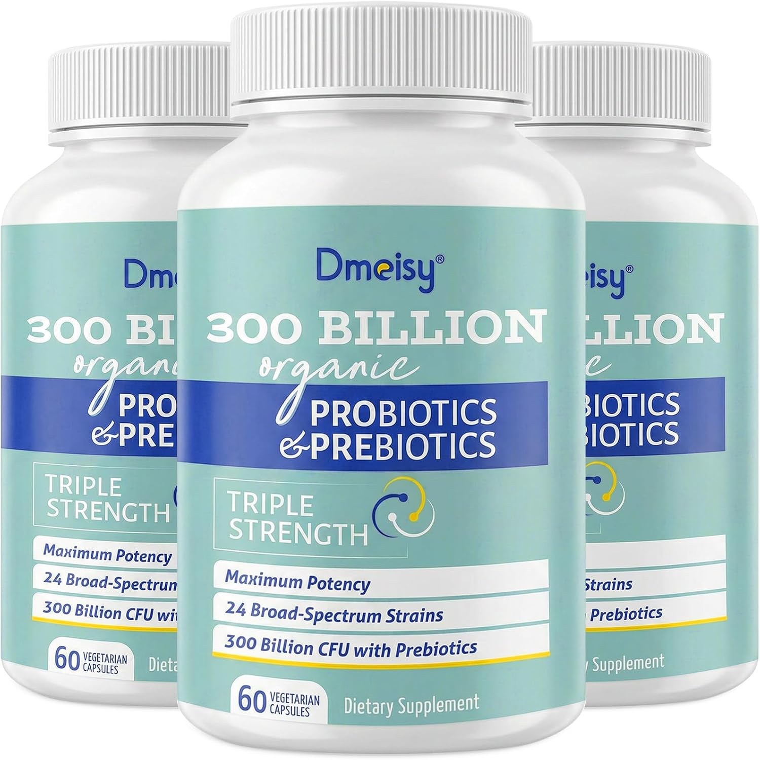 Probiotics for Women and Men, 300 Billion CFU 24 Strains Probiotics + 15 Organic Herbs Prebiotics Blend, Shelf Stable Gut Health Supplement for Digestive Immune & Whole-Body Health, 6 Month Supply