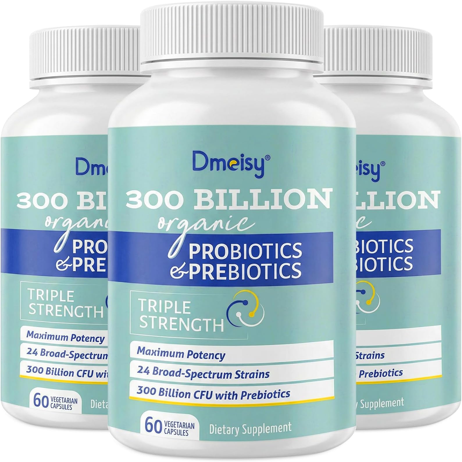Probiotics for Women and Men, 300 Billion CFU 24 Strains Probiotics + 15 Organic Herbs Prebiotics Blend, Shelf Stable Gut Health Supplement for Digestive Immune & Whole-Body Health, 6 Month Supply